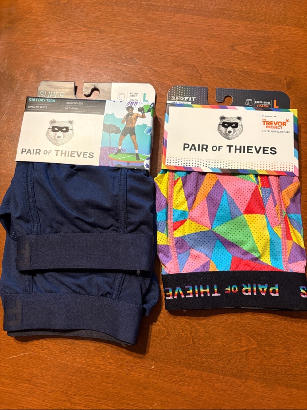 Men's Boxer Briefs - Navy & Multicolor Large